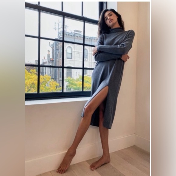 Aritzia Wilfred Cyprie Merino Wool Mock Neck Chalet Sweater Midi Dress Sz XS - Picture 1 of 7